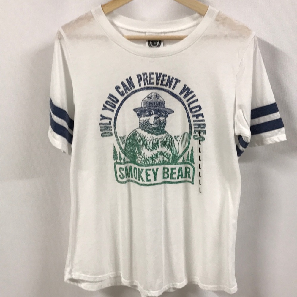Smokey Bear Tee white Tee large  varsity striped